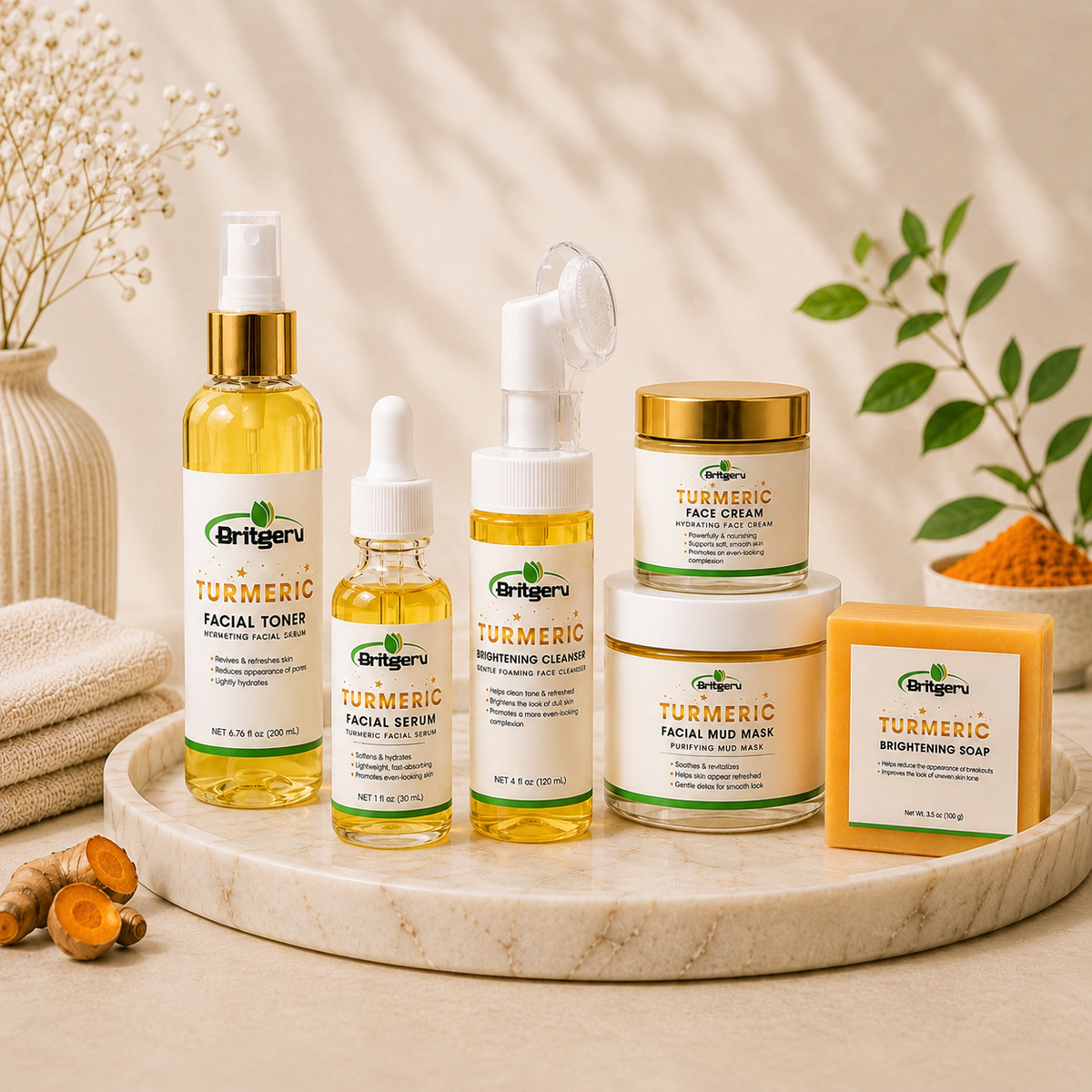 Britgerv Turmeric Face Care Bundle – 6 Piece Skincare Set