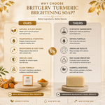 Britgerv Turmeric Brightening Face & Body Soap Bar - Deep Cleaning for Smooth, Radiant Skin, 3.5 0z (100 g)
