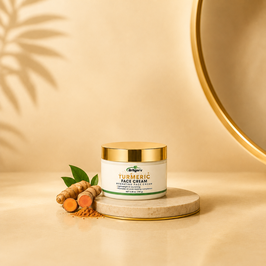 Britgerv Turmeric Hydrating Face Cream – Brightening Moisturizer for Soft, Radiant, Skin, 3.38 oz (100 g)
