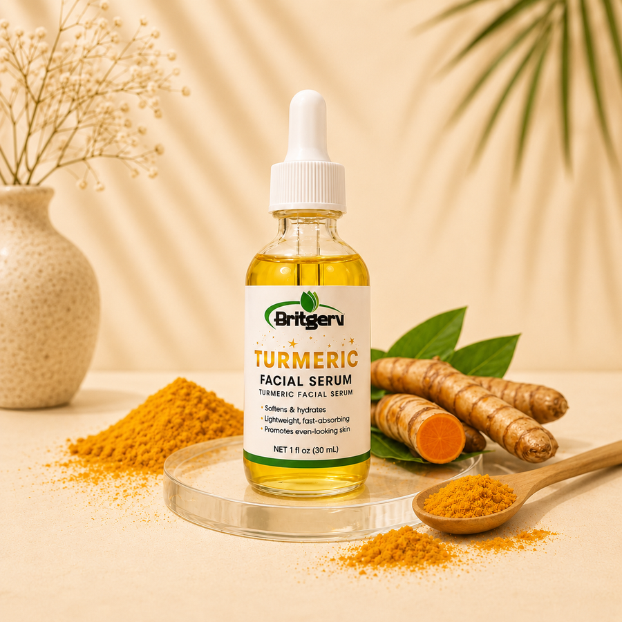 Britgerv Turmeric Brightening Facial Serum – Hydrating & Nourishing Face Serum for Radiant Skin, 2 fl oz (60 ml)